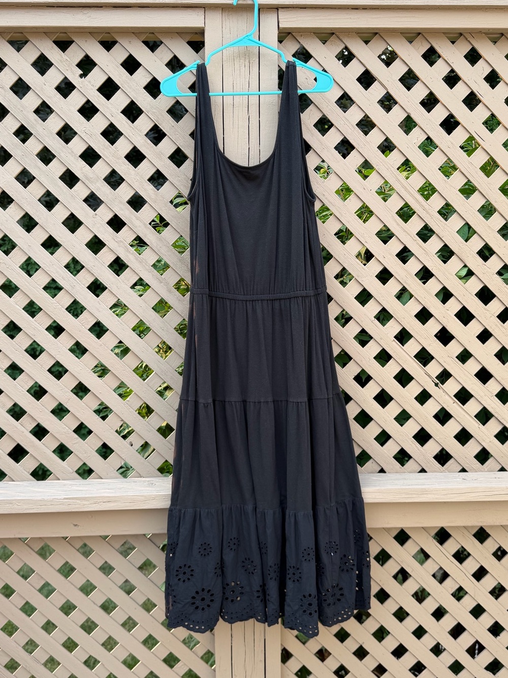 Talbots Black Sleeveless Tiered Dress with Eyelet Hem - XL